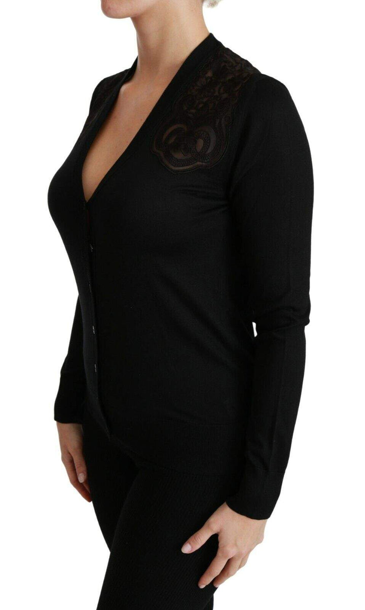 Dolce & Gabbana Black Lace Sweater Cardigan Sweater Black, Dolce & Gabbana, feed-1, IT36 | XS, IT38|XS, IT40|S, Sweaters - Women - Clothing at SEYMAYKA