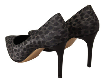 SOFIA Black Leopard Leather Stiletto High Heels Pumps Shoes Black, EU37/US6.5, EU39/US8.5, feed-1, Pumps - Women - Shoes, SOFIA at SEYMAYKA