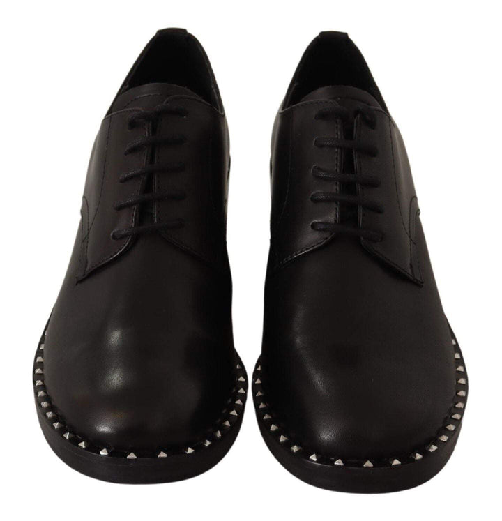 ASH Black Leather Block Mid Heels Lace Up Studs Shoes ASH, Black, EU37/US6.5, feed-1, Pumps - Women - Shoes at SEYMAYKA