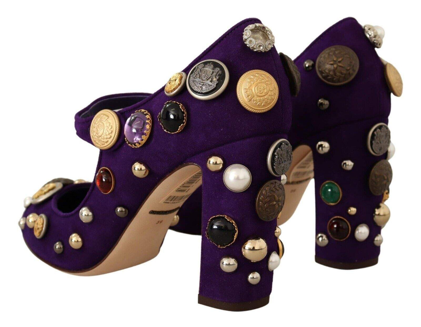 Dolce & Gabbana Purple Suede Embellished Pump Mary Jane Shoes Dolce & Gabbana, EU39/US8.5, feed-1, Pumps - Women - Shoes, Purple at SEYMAYKA