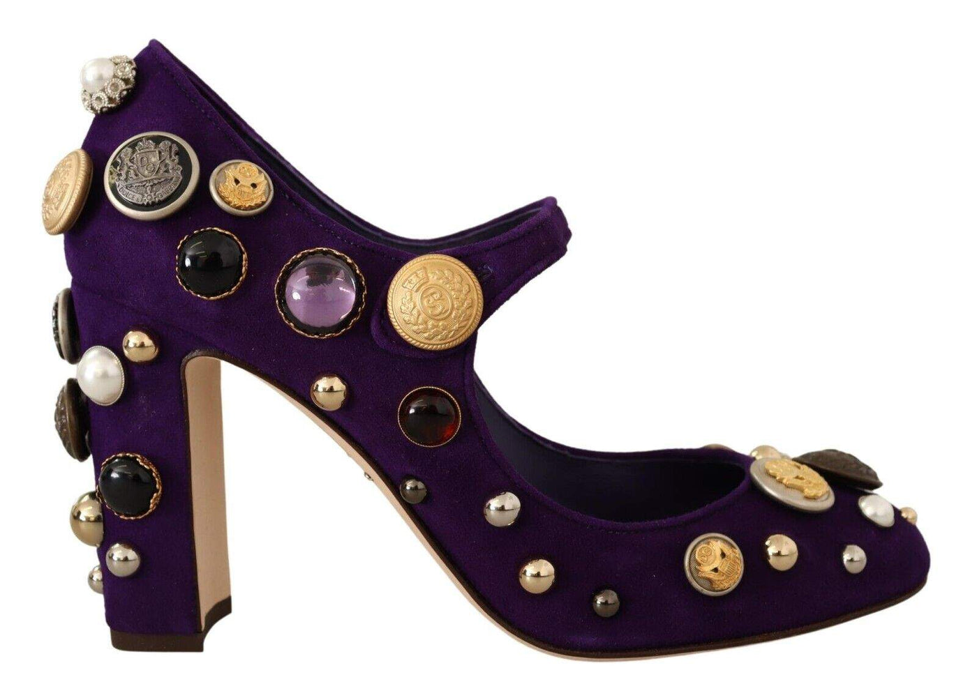 Dolce & Gabbana Purple Suede Embellished Pump Mary Jane Shoes Dolce & Gabbana, EU39/US8.5, feed-1, Pumps - Women - Shoes, Purple at SEYMAYKA