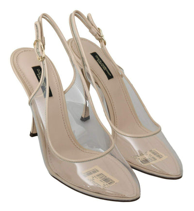 Dolce & Gabbana Slingback PVC Beige Clear High Heels Beige, Dolce & Gabbana, EU39/US8.5, feed-1, Pumps - Women - Shoes at SEYMAYKA