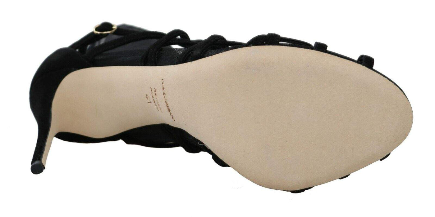 Dolce & Gabbana  Tulle Ankle Boots Sandal Black, Dolce & Gabbana, EU41/US10.5, feed-1, Sandals - Women - Shoes at SEYMAYKA