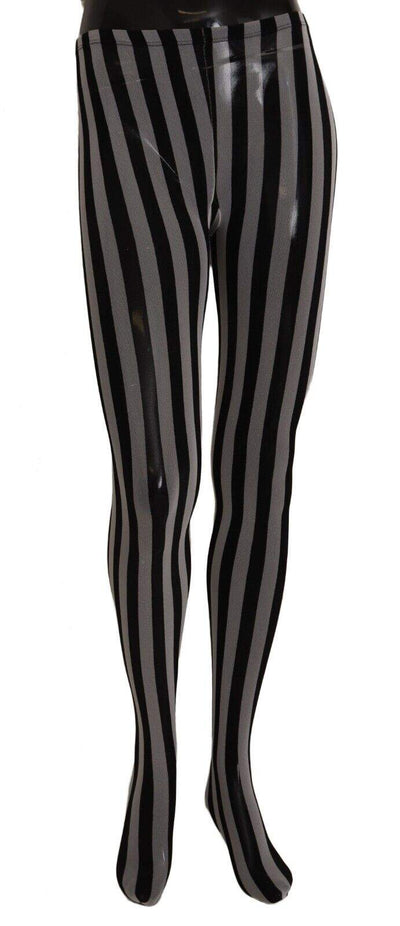 Dolce & Gabbana Black White Striped Tights Stockings Black, Dolce & Gabbana, feed-1, M, Tights & Socks - Women - Clothing at SEYMAYKA