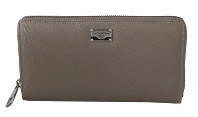 Dolce & Gabbana Beige Leather Zipper Continental Bill Card Coin Wallet #men, Beige, Dolce & Gabbana, feed-1, Wallets - Men - Bags at SEYMAYKA