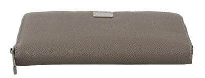 Dolce & Gabbana Beige Leather Zipper Continental Bill Card Coin Wallet #men, Beige, Dolce & Gabbana, feed-1, Wallets - Men - Bags at SEYMAYKA
