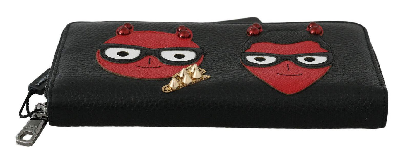 Dolce & Gabbana Black Red Leather #DGFAMILY Zipper Continental Wallet #men, Black and Red, Dolce & Gabbana, feed-1, Wallets - Men - Bags at SEYMAYKA