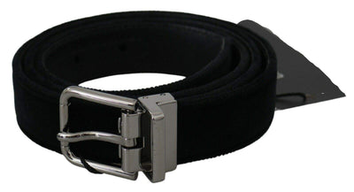 Dolce & Gabbana Black Velvet Leather Silver Buckle Belt #men, 80 cm / 32 Inches, Belts - Men - Accessories, Black, Dolce & Gabbana, feed-1 at SEYMAYKA