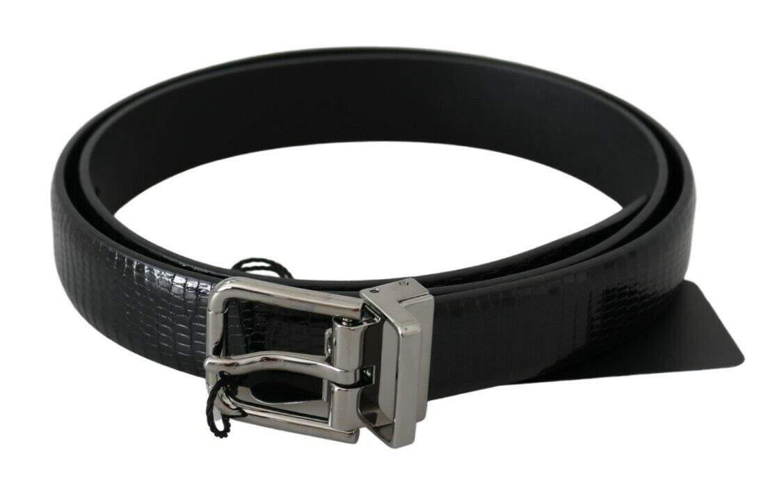 Dolce & Gabbana Black Silver Buckle Waist Lizard Skin Belt #men, 85 cm / 34 Inches, Belts - Men - Accessories, Black, Dolce & Gabbana, feed-1 at SEYMAYKA