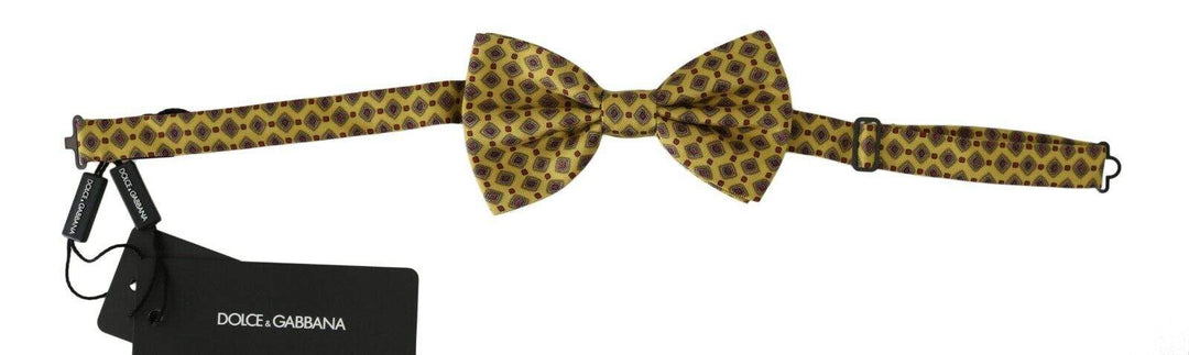 Dolce & Gabbana Yellow Pattern Silk Adjustable Neck Tie #men, Dolce & Gabbana, feed-1, Ties & Bowties - Men - Accessories, Yellow at SEYMAYKA