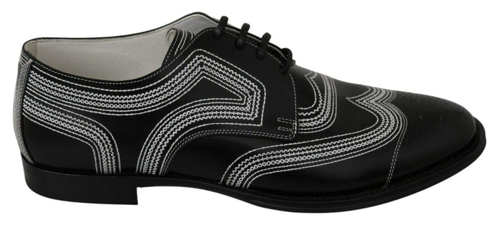 Dolce & Gabbana Black Leather Derby Formal White Lace Shoes #men, Black/White, Dolce & Gabbana, EU44/US11, feed-1, Formal - Men - Shoes at SEYMAYKA