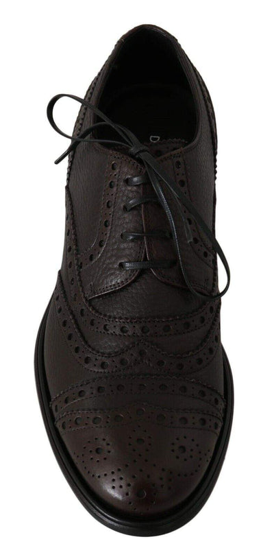 Dolce & Gabbana Brown Leather Wingtip Derby Formal Shoes #men, Brown, Dolce & Gabbana, EU39/US6, feed-1, Formal - Men - Shoes at SEYMAYKA