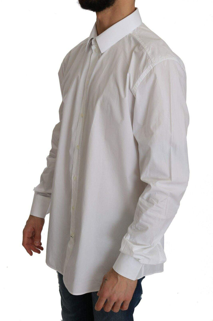 Dolce & Gabbana White 100% Cotton GOLD Slim Dress Shirt #men, Dolce & Gabbana, feed-1, IT37 | XS, Shirts - Men - Clothing, White at SEYMAYKA