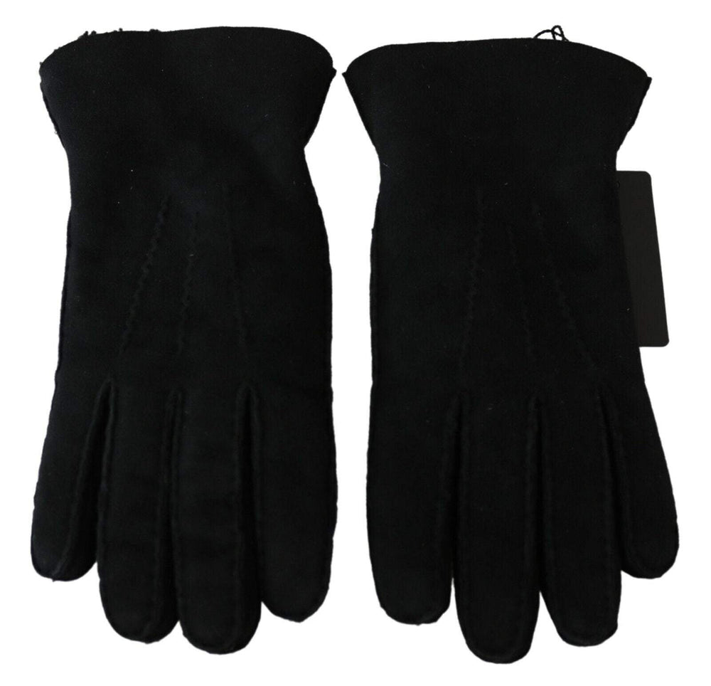 Dolce & Gabbana Black Leather Motorcycle Biker Mitten Gloves #men, 8.5|S, Black, Dolce & Gabbana, feed-1, Gloves - Men - Accessories at SEYMAYKA