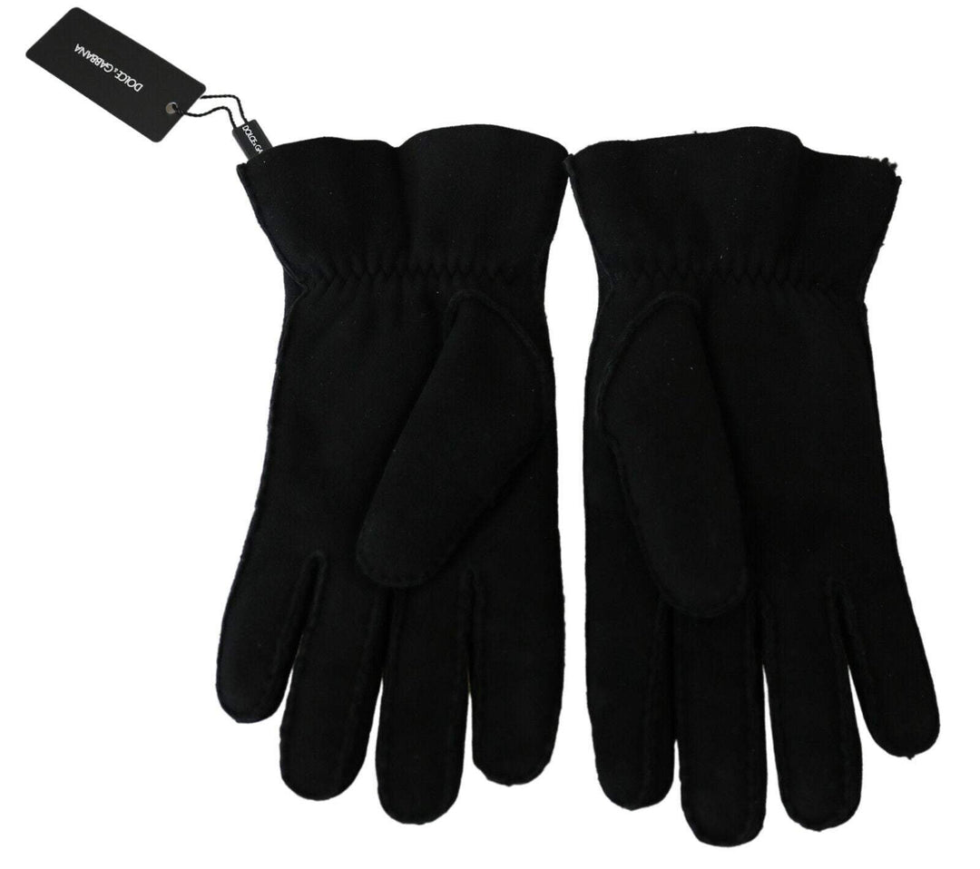 Dolce & Gabbana Black Leather Motorcycle Biker Mitten Gloves #men, 8.5|S, Black, Dolce & Gabbana, feed-1, Gloves - Men - Accessories at SEYMAYKA