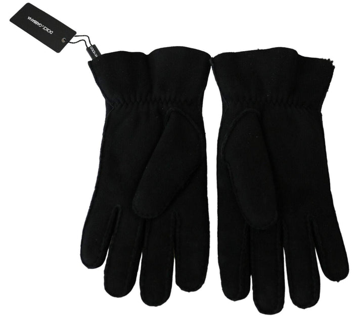 Dolce & Gabbana Black Leather Motorcycle Biker Mitten Gloves #men, 8.5|S, Black, Dolce & Gabbana, feed-1, Gloves - Men - Accessories at SEYMAYKA