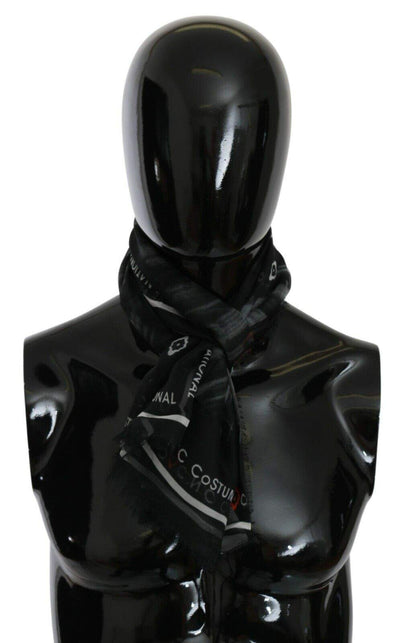 Dolce & Gabbana Black Gray Silk Foulard Branded C'N'C Scarf Dolce & Gabbana, feed-1, Gray, Scarves - Women - Accessories at SEYMAYKA