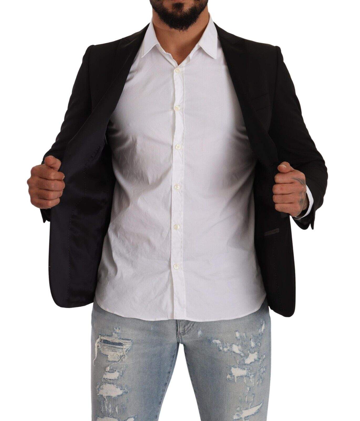 FRADI Black Single Breasted Slim Fit Two Button Blazer #men, Black, Blazers - Men - Clothing, feed-1, FRADI, IT48 | M at SEYMAYKA