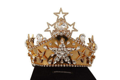 Dolce & Gabbana Gold Crystal Star STRASS Crown Logo  Tiara Diadem Dolce & Gabbana, feed-1, Gold, Headbands - Women - Accessories at SEYMAYKA