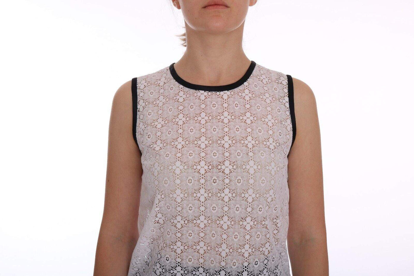 Dolce & Gabbana White Lace Floral Nylon Tank T-shirt Dolce & Gabbana, feed-1, IT36|XXS, IT42|M, Tops & T-Shirts - Women - Clothing, White at SEYMAYKA
