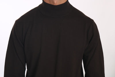 MILA SCHÖN Brown Turtle Neck Pullover Wool Sweater