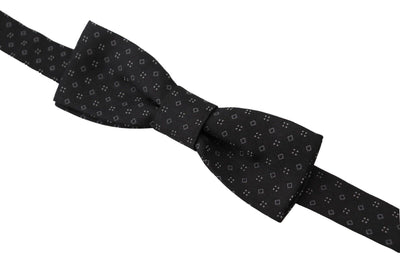 Dolce & Gabbana Black Pattern Silk Adjustable Neck Papillon Bow Tie