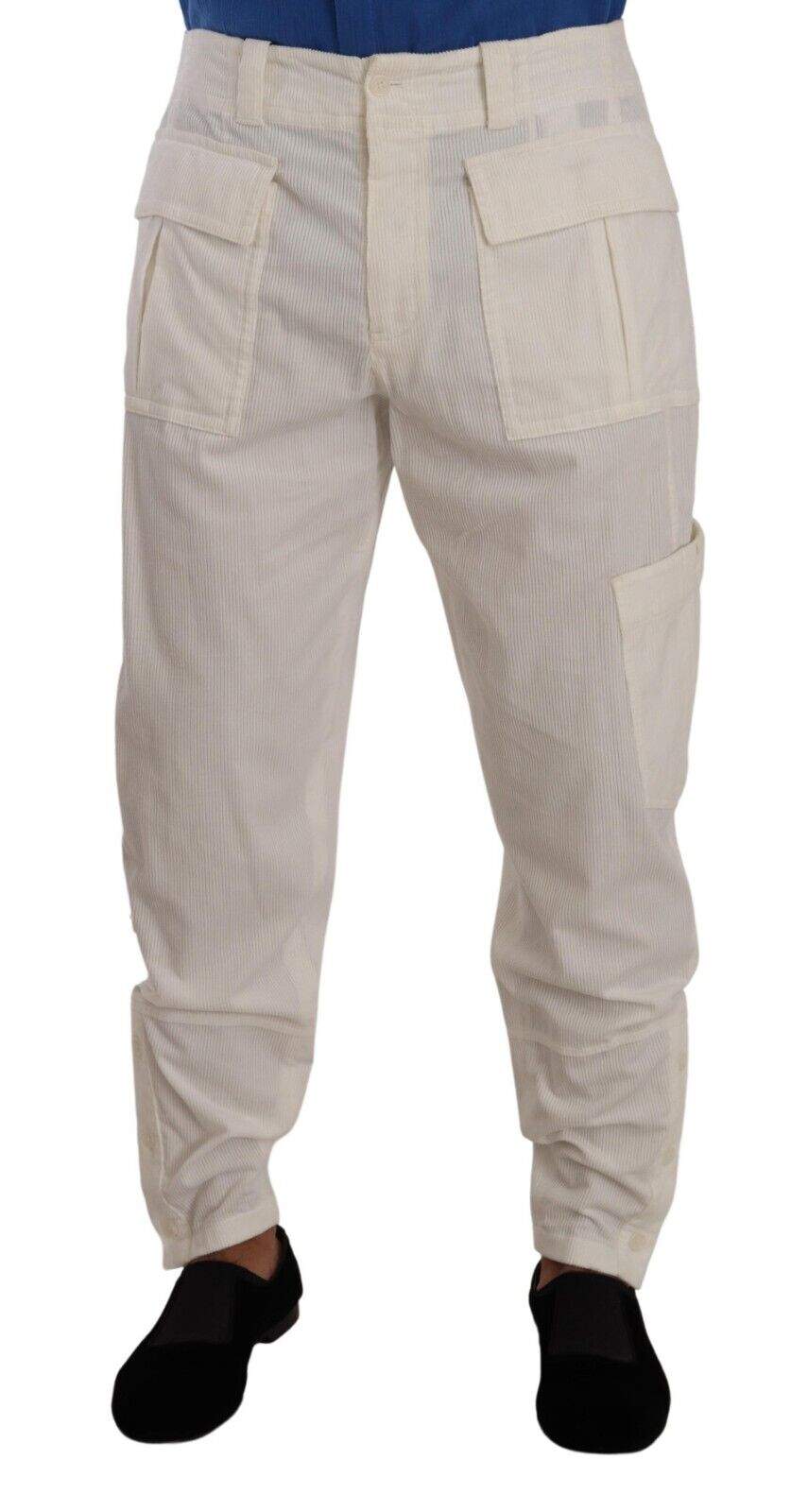 Dolce & Gabbana Off White Cotton Corduroy Cargo Pants #men, Dolce & Gabbana, feed-1, IT48 | M, Jeans & Pants - Men - Clothing, Off White at SEYMAYKA