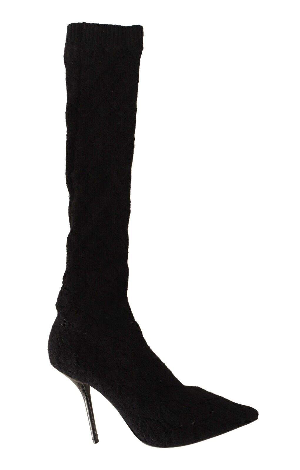Dolce & Gabbana Black Stretch Socks Knee High Booties Shoes Black, Boots - Women - Shoes, Dolce & Gabbana, EU39/US8.5, EU41/US10.5, feed-1 at SEYMAYKA