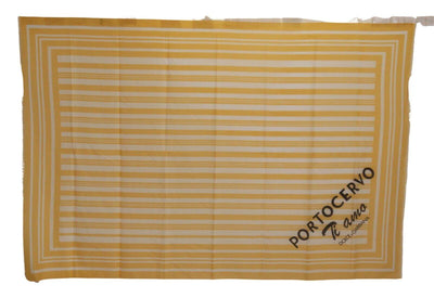 Dolce & Gabbana Yellow White Striped Portocervo Shawl Scarf Dolce & Gabbana, feed-1, Scarves - Women - Accessories, Yellow at SEYMAYKA