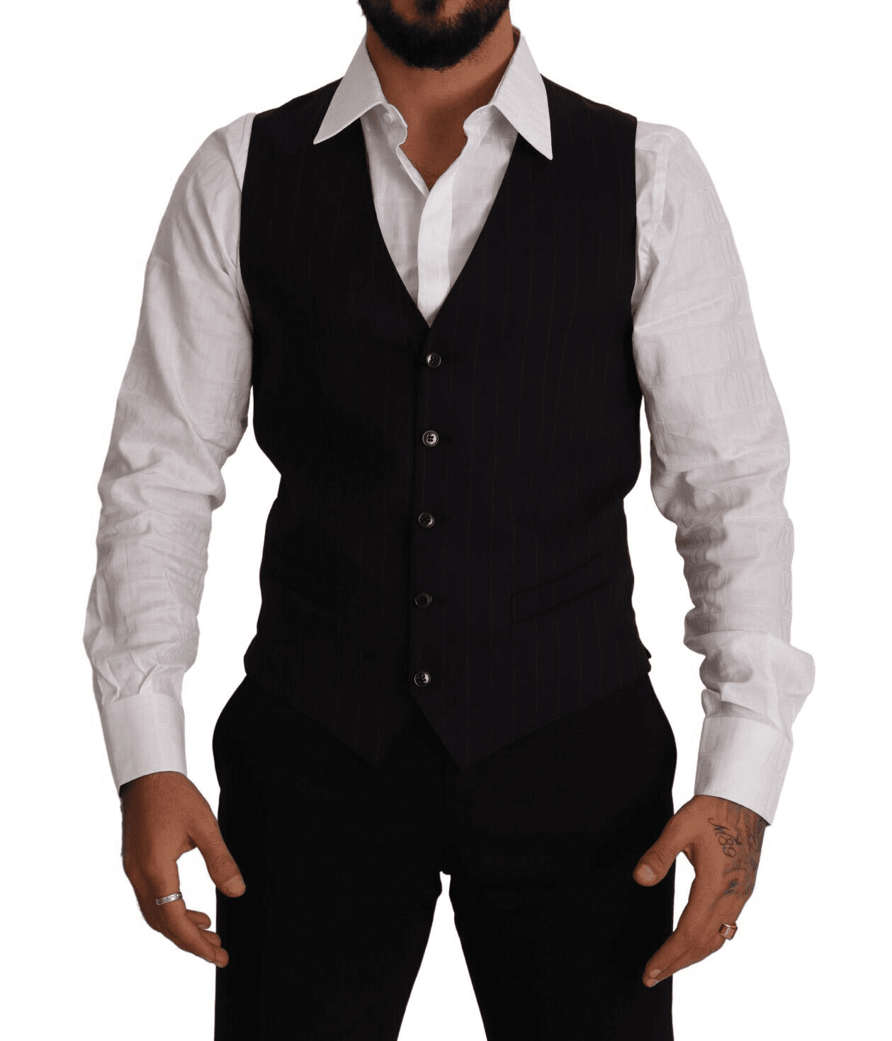 Dolce & Gabbana Blue Striped Wool Stretch Waistcoat Vest #men, Blue, Dolce & Gabbana, feed-1, IT48 | M, Vests - Men - Clothing at SEYMAYKA