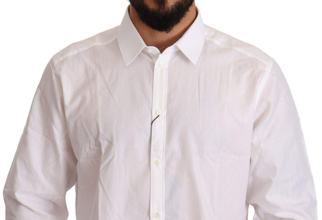 Dolce & Gabbana White Cotton Slim Fit Men MARTINI Shirt #men, Dolce & Gabbana, feed-agegroup-adult, feed-color-White, feed-gender-male, IT44 | 3XL, Shirts - Men - Clothing, White at SEYMAYKA
