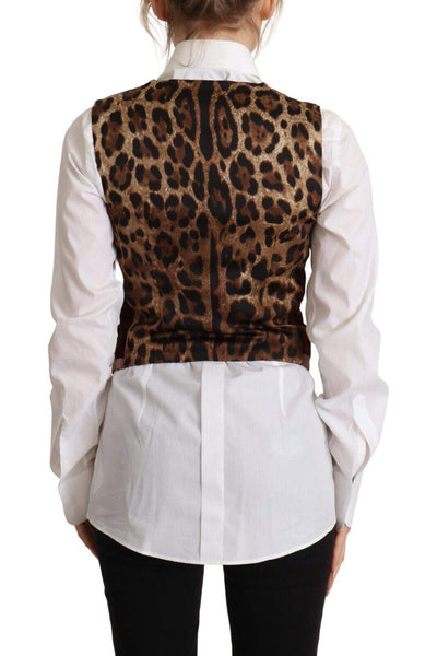 Dolce & Gabbana Brown Corduroy Leopard V-neck Sleeveless Vest Top Brown, Dolce & Gabbana, feed-1, IT40|S, Vests - Women - Clothing at SEYMAYKA