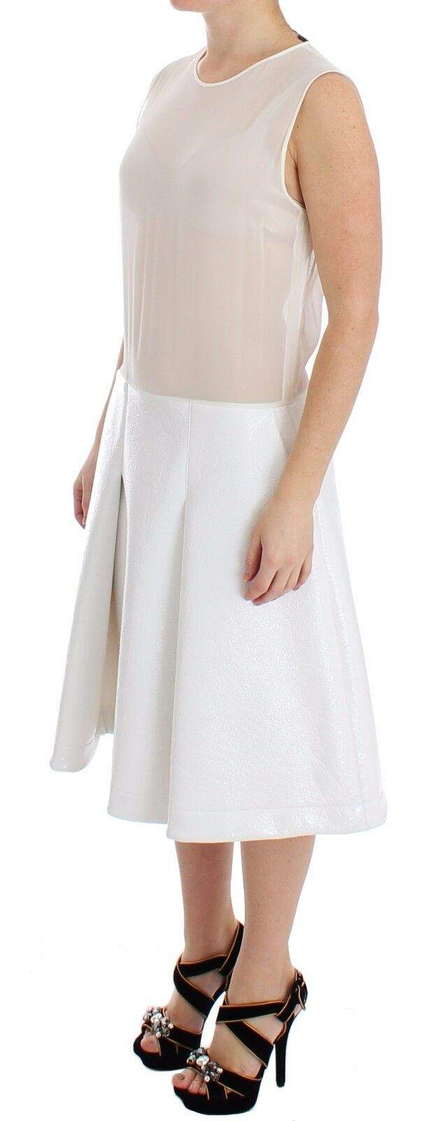 Koonhor White Pleated Bottom Tank Sheath Transparent Dress Dresses - Women - Clothing, feed-agegroup-adult, feed-color-White, feed-gender-female, IT42|M, IT44|L, Koonhor, White at SEYMAYKA