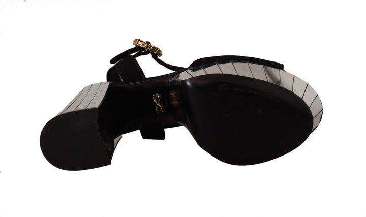 Dolce & Gabbana Black Crystals Ankle Strap Platform Sandals Black, Dolce & Gabbana, EU38.5/US8, feed-1, Sandals - Women - Shoes at SEYMAYKA