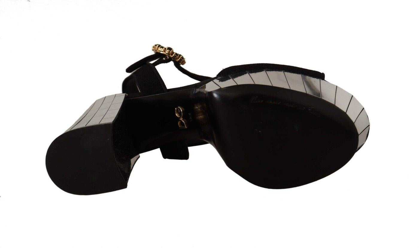 Dolce & Gabbana Black Crystals Ankle Strap Platform Sandals Black, Dolce & Gabbana, EU38.5/US8, feed-1, Sandals - Women - Shoes at SEYMAYKA