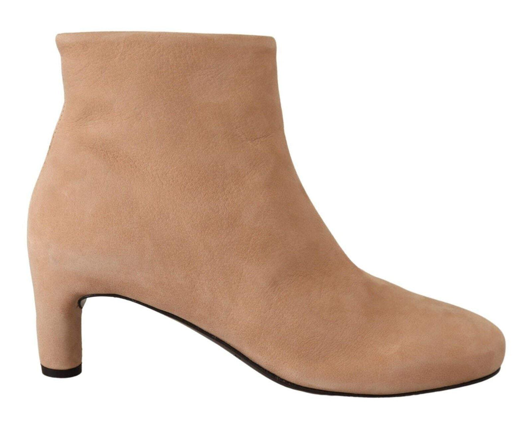 DEL CARLO Beige Suede Leather Mid Heels Pump Boot Beige, Boots - Women - Shoes, DEL CARLO, EU36/US5.5, feed-1 at SEYMAYKA