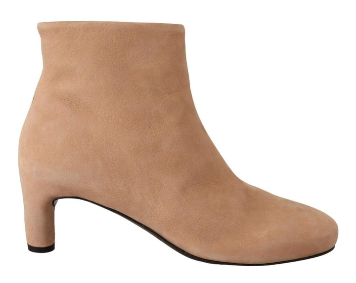 DEL CARLO Beige Suede Leather Mid Heels Pump Boot Beige, Boots - Women - Shoes, DEL CARLO, EU36/US5.5, feed-1 at SEYMAYKA