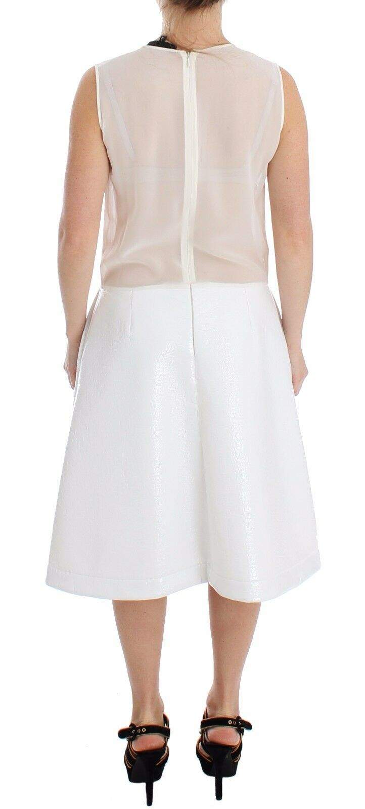 Koonhor White Pleated Bottom Tank Sheath Transparent Dress Dresses - Women - Clothing, feed-agegroup-adult, feed-color-White, feed-gender-female, IT42|M, IT44|L, Koonhor, White at SEYMAYKA