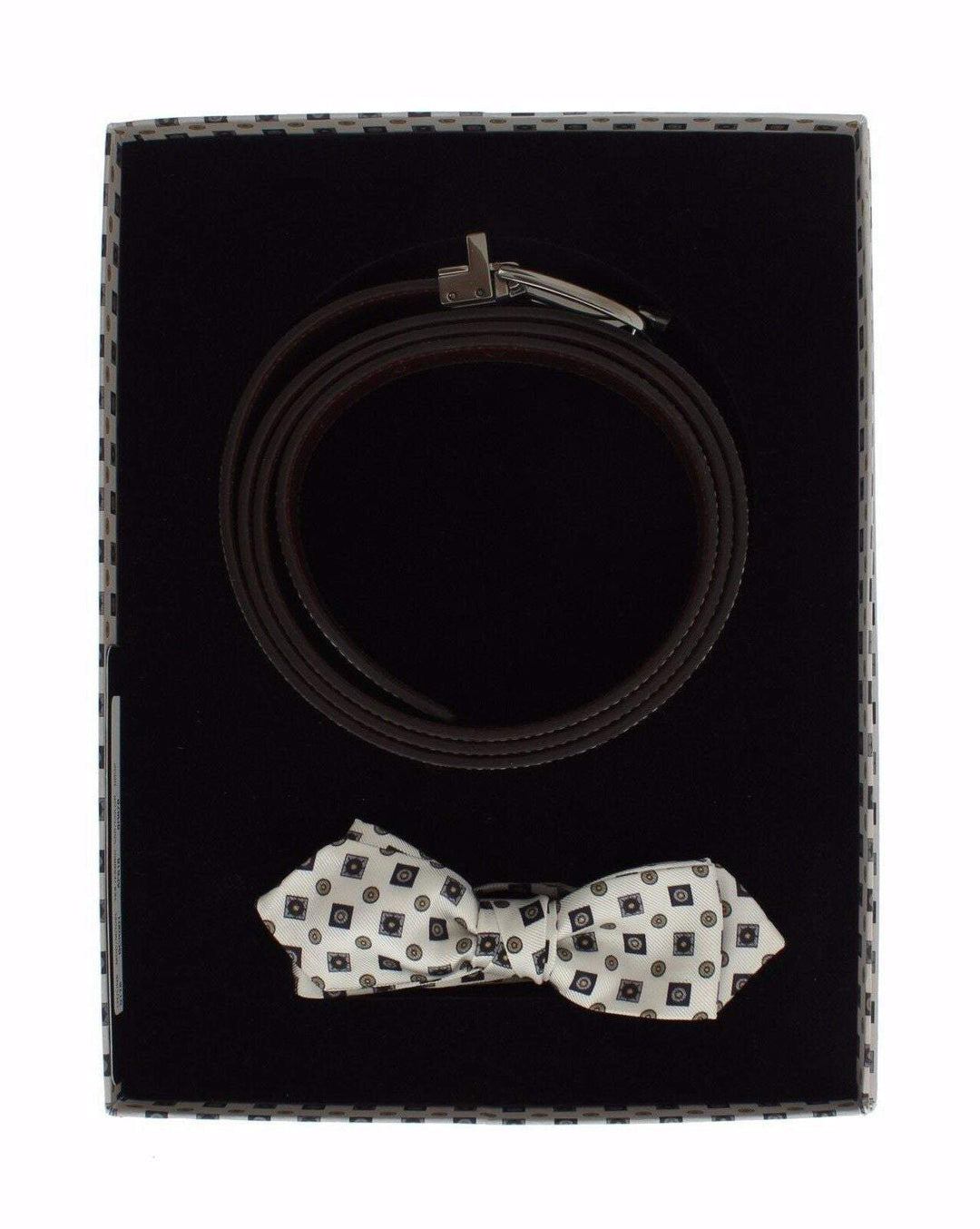 Dolce & Gabbana White Silk Bowtie Leather Men Belt Gift Box #men, 115 cm / 46 Inches, Accessories - New Arrivals, Belts - Men - Accessories, Dolce & Gabbana, feed-agegroup-adult, feed-color-white, feed-gender-male, Ties & Bowties - Men - Accessories, White at SEYMAYKA