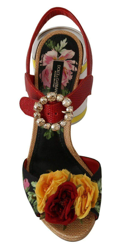 Dolce & Gabbana  Multicolor Floral-Embellished Cylindrical Heels AMORE Sandals #women, Brand_Dolce & Gabbana, Catch, Dolce & Gabbana, EU35/US4.5, feed-agegroup-adult, feed-color-multicolor, feed-gender-female, feed-size-US4.5, Gender_Women, Kogan, Multicolor, Sandals - Women - Shoes, Shoes - New Arrivals at SEYMAYKA
