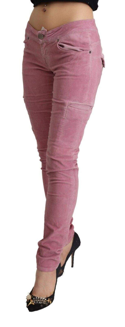 Acht Pink Cotton Low Waist Skinny Denim Cargo Jeans Acht, feed-1, IT40|S, Jeans & Pants - Women - Clothing, Pink at SEYMAYKA