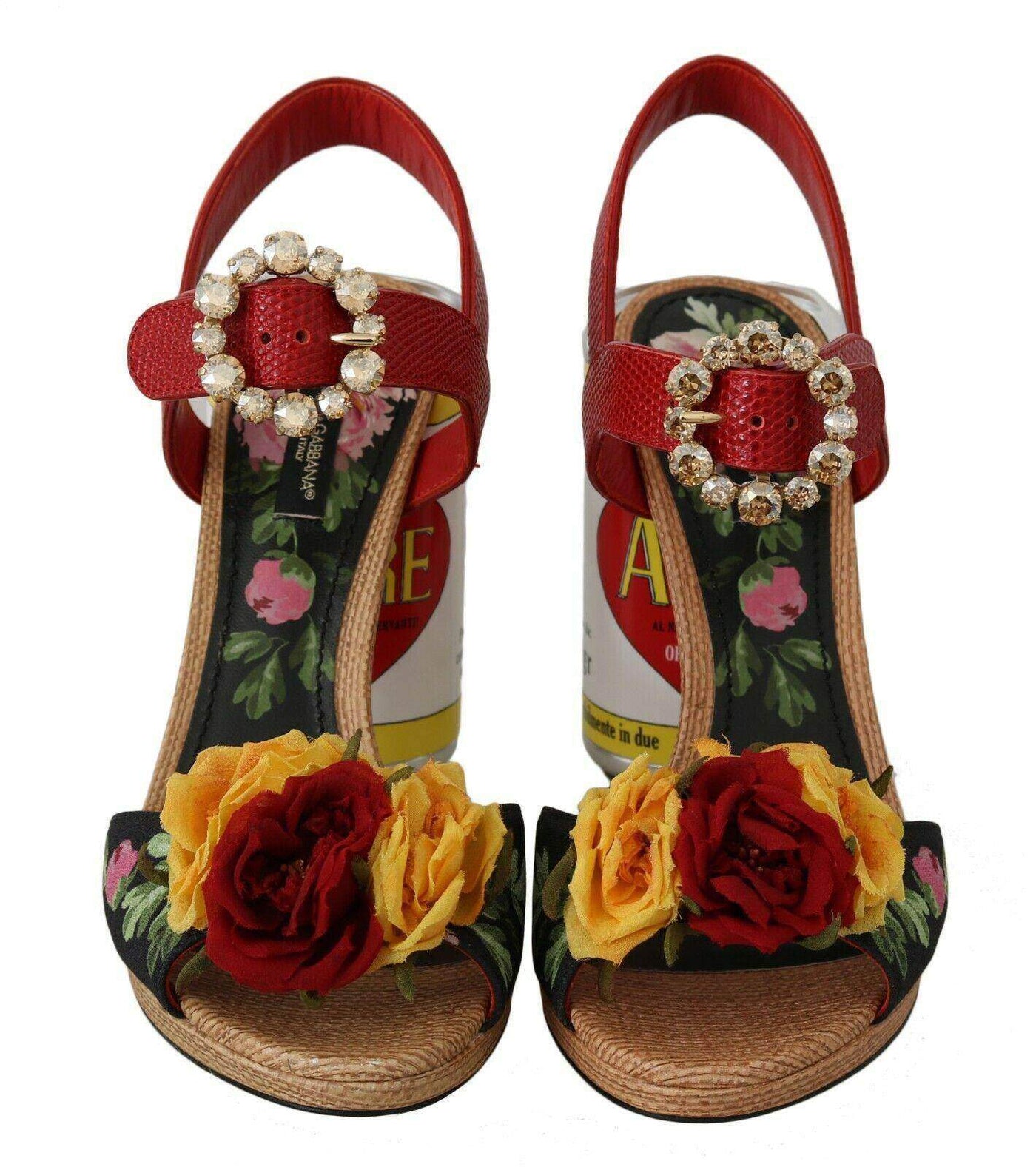 Dolce & Gabbana  Multicolor Floral-Embellished Cylindrical Heels AMORE Sandals #women, Brand_Dolce & Gabbana, Catch, Dolce & Gabbana, EU35/US4.5, feed-agegroup-adult, feed-color-multicolor, feed-gender-female, feed-size-US4.5, Gender_Women, Kogan, Multicolor, Sandals - Women - Shoes, Shoes - New Arrivals at SEYMAYKA