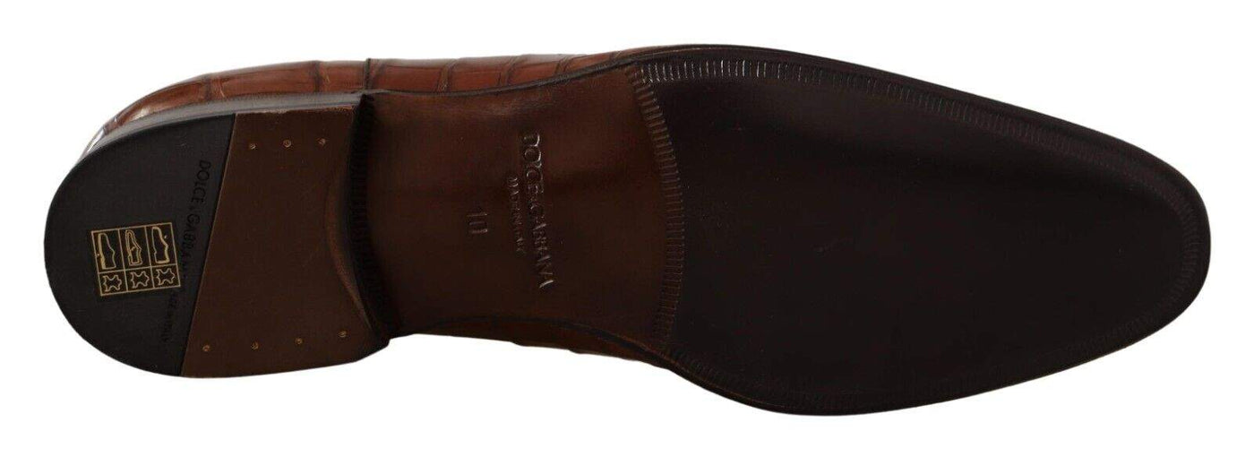 Dolce & Gabbana Brown Crocodile Leather  Formal Derby Shoes #men, Brown, Dolce & Gabbana, EU44/US11, feed-1, Formal - Men - Shoes at SEYMAYKA