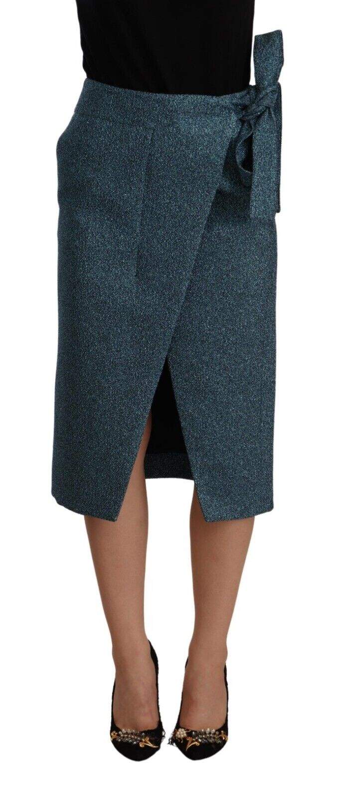 Koonhor Blue High Waist Pencil Straight Wrap Style Skirt Blue, feed-1, IT42|M, Koonhor, Skirts - Women - Clothing at SEYMAYKA