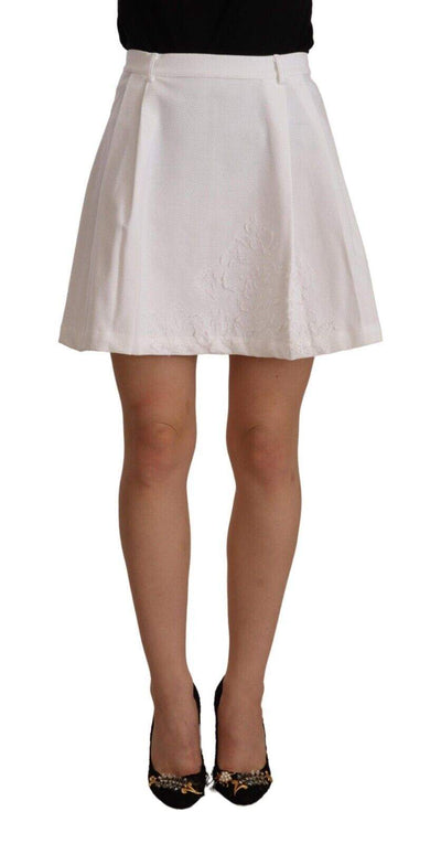 Ermanno Scervino White High Waist A-line Mini Cotton Skirt Ermanno Scervino, feed-1, IT38|XS, IT40|S, Skirts - Women - Clothing, White at SEYMAYKA