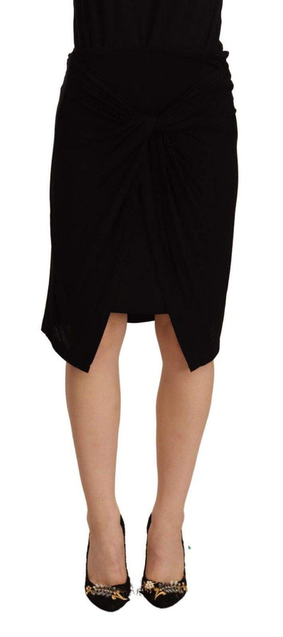 PLEIN SUD Black High Waist Pencil Knee Length Viscose Skirt Black, feed-1, IT38|XS, PLEIN SUD, Skirts - Women - Clothing at SEYMAYKA