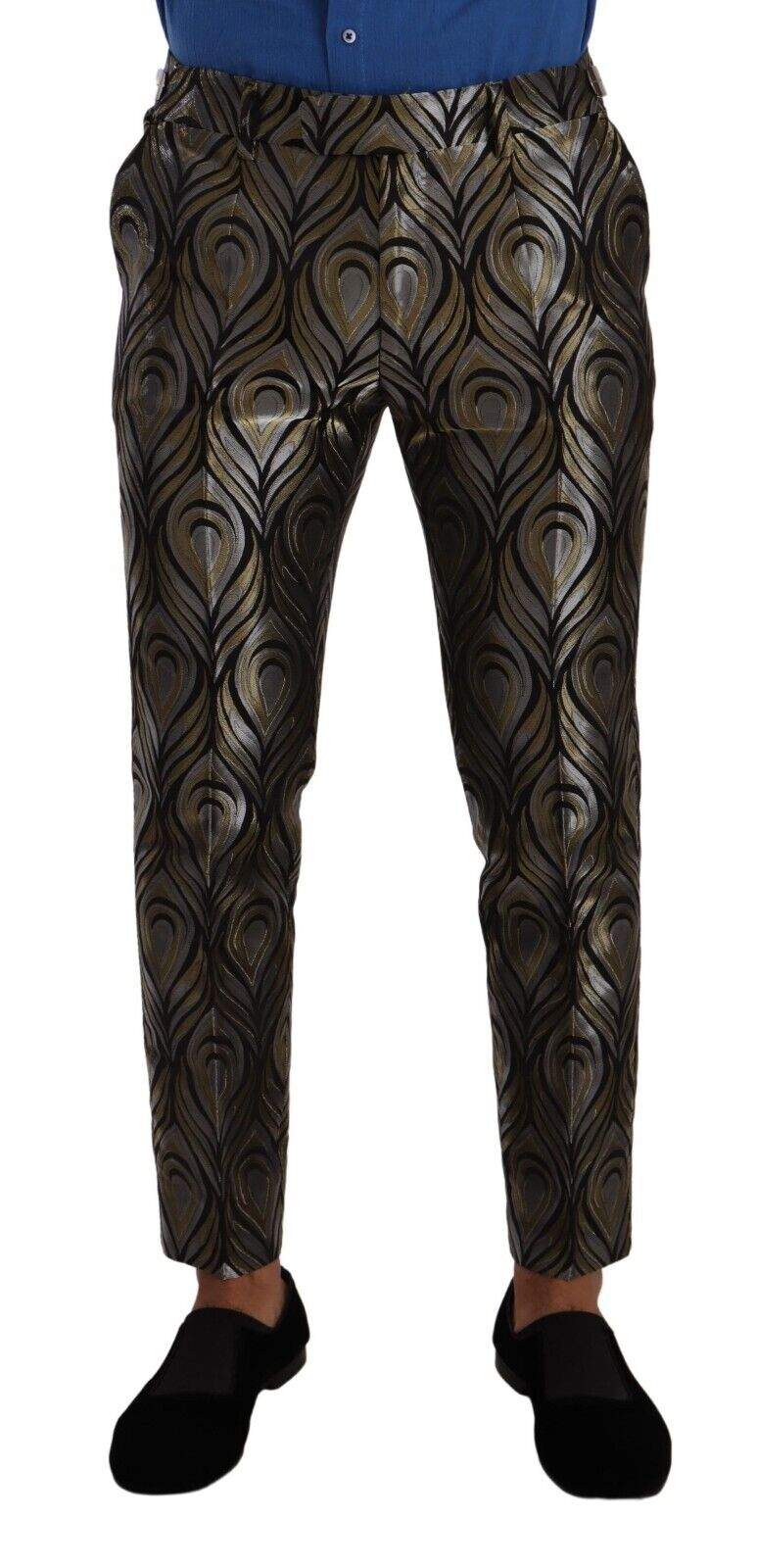 Dolce & Gabbana Silver Gold Jacquard  Trouser Dress Pants #men, Black | Silver, Dolce & Gabbana, feed-1, IT48 | M, Jeans & Pants - Men - Clothing at SEYMAYKA