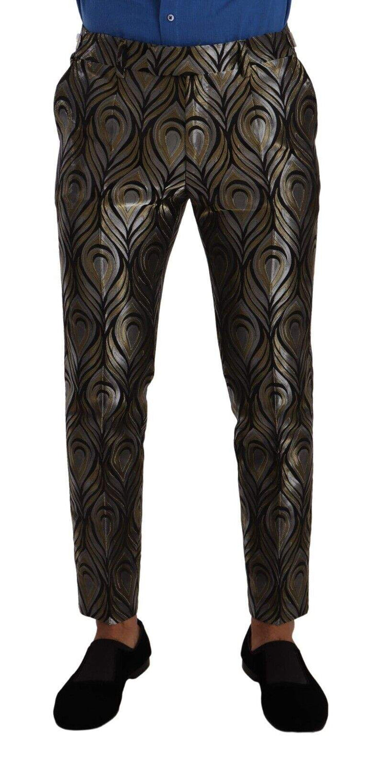 Dolce & Gabbana Silver Gold Jacquard  Trouser Dress Pants #men, Black | Silver, Dolce & Gabbana, feed-1, IT48 | M, Jeans & Pants - Men - Clothing at SEYMAYKA