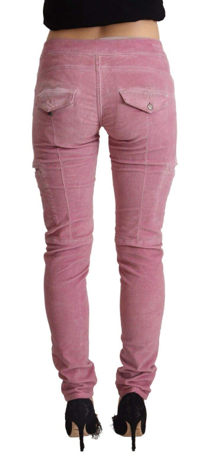 Acht Pink Cotton Low Waist Skinny Denim Cargo Jeans Acht, feed-1, IT40|S, Jeans & Pants - Women - Clothing, Pink at SEYMAYKA