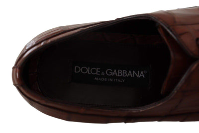 Dolce & Gabbana Brown Crocodile Leather  Formal Derby Shoes #men, Brown, Dolce & Gabbana, EU44/US11, feed-1, Formal - Men - Shoes at SEYMAYKA